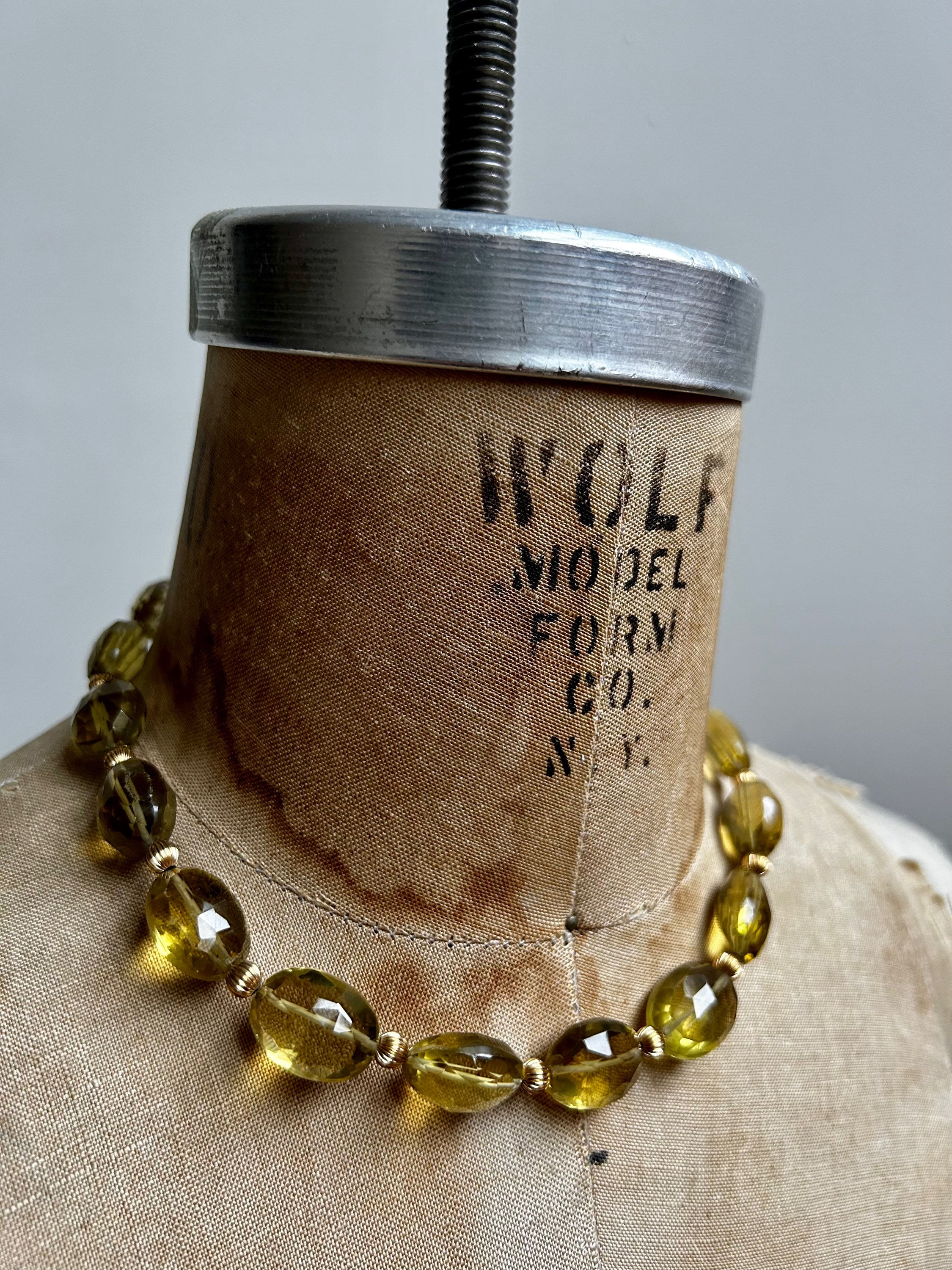 LEMON TOPAZ WITH 14K GOLD NECKLACE 