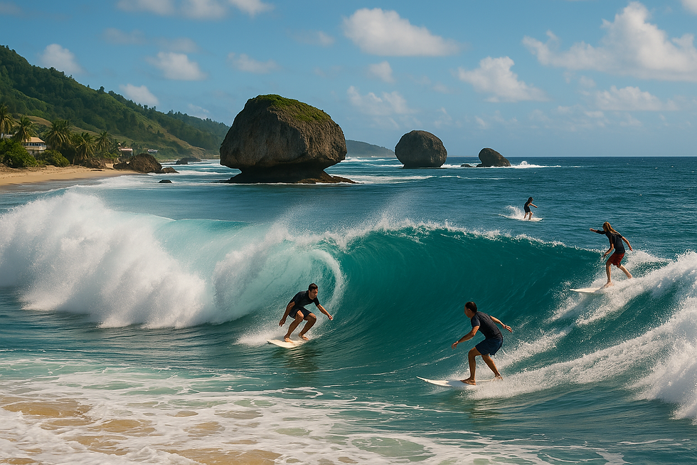 Riding the Waves at the Soup Bowl, Bathsheba Beach