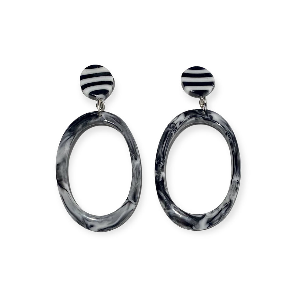 Thumbnail: Sabrina Earrings (Small) - Zebra/Smoke