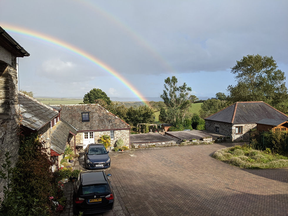 Big double rainbow over The Byre and our courtyard.