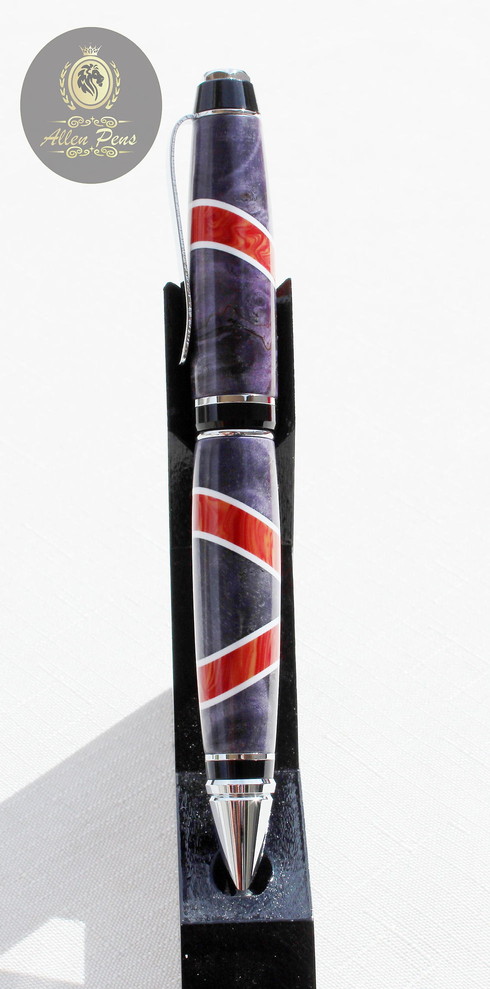 Thumbnail: Big Ben Pen Purple Dyed Buckeye Wood with striking Red True Stone inlay