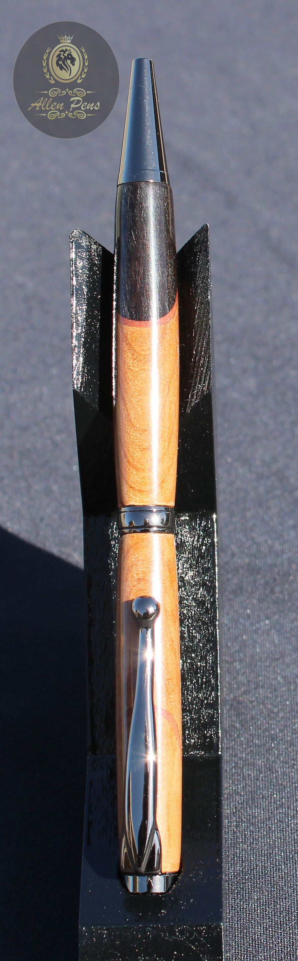 Thumbnail: Slimline Pen with Black Acrylic Swirls and Gun Metal plated Hardware.