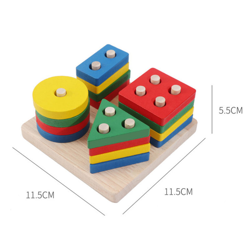 Miniatura: Montessori Toy Wooden Building Blocks Early Learning Educational Toys Color Shap