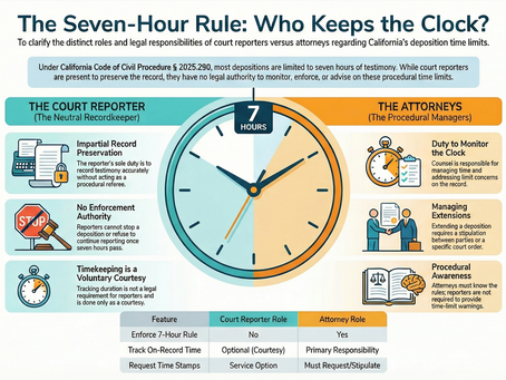 The Seven-Hour Deposition Rule: What Court Reporters Want Attorneys and Litigants to Understand