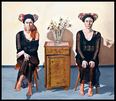 eduardo, lara, painting, doubles, twins, doppelganger, artist, art, repetition, couples, double, dead, flowers,