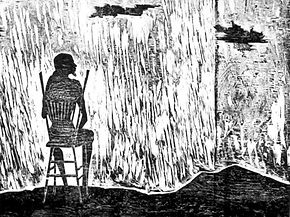 From Contemplation to Indifference, woodcut