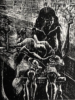 madonna with child, woodcut eduardo lara alvarez artist