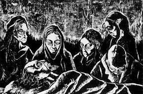On the Dramatic Event when the Quixote was Murdered and what Followed, woodcut eduardo lara artist