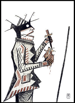 Eduardo Lara, drawing, blind man, death, charcoal, sanguine, artist
