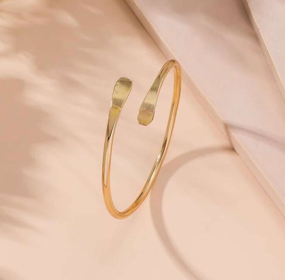 Gold circle & flat cuff bangle