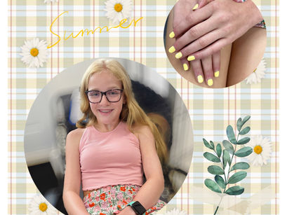 Manicure in regular yellow polish with daisies flower sticker! A young fresh look of your choice!