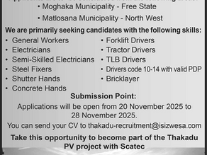 Be part of our local recruitment drive - Thakadu PV Project