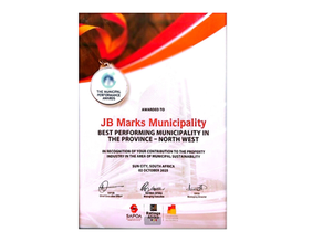 JB Marks Crowned Best Performing Municipality in North West Province