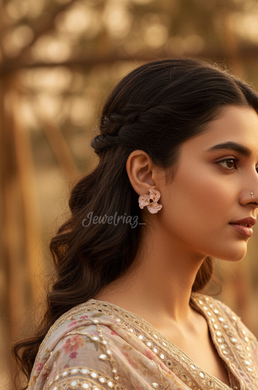 Thumbnail: Jewelriaz Enamel Tri Leaves Earrings