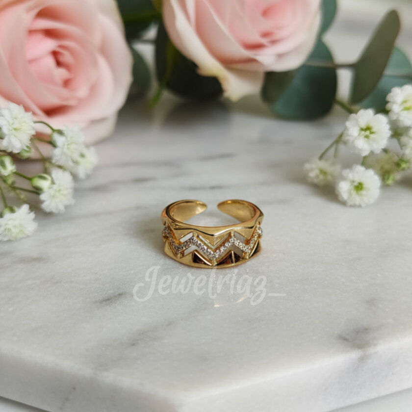 Thumbnail: Jewelriaz Gold Plated Anti-Tarnish Xuping Celestial Wave Ring