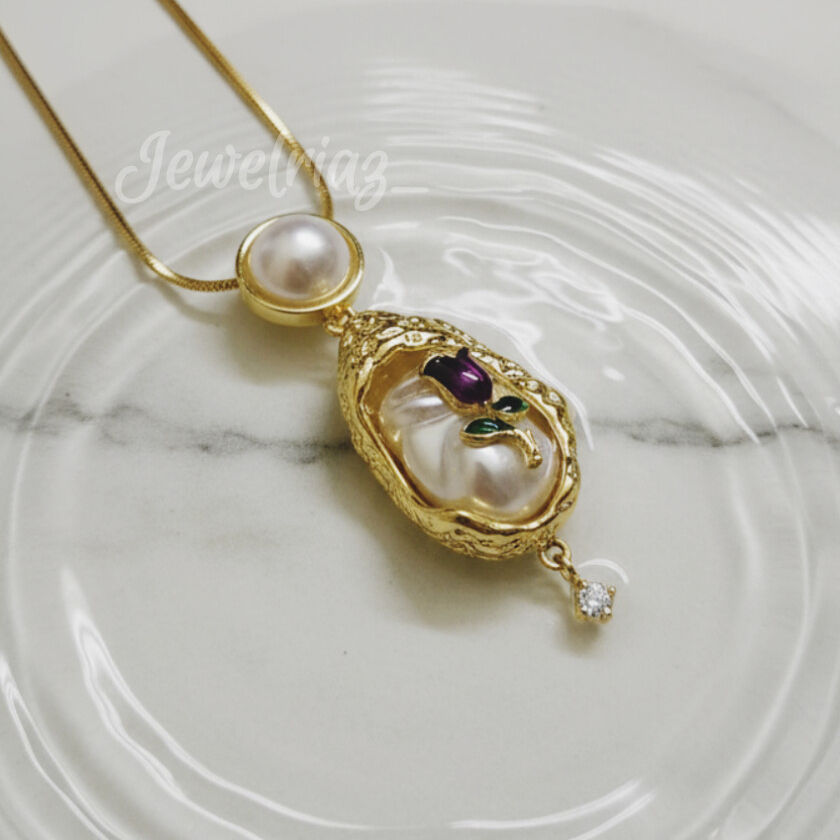 Jewelriaz Anti-Tarnish Mini Floret Pearl Rose Necklace