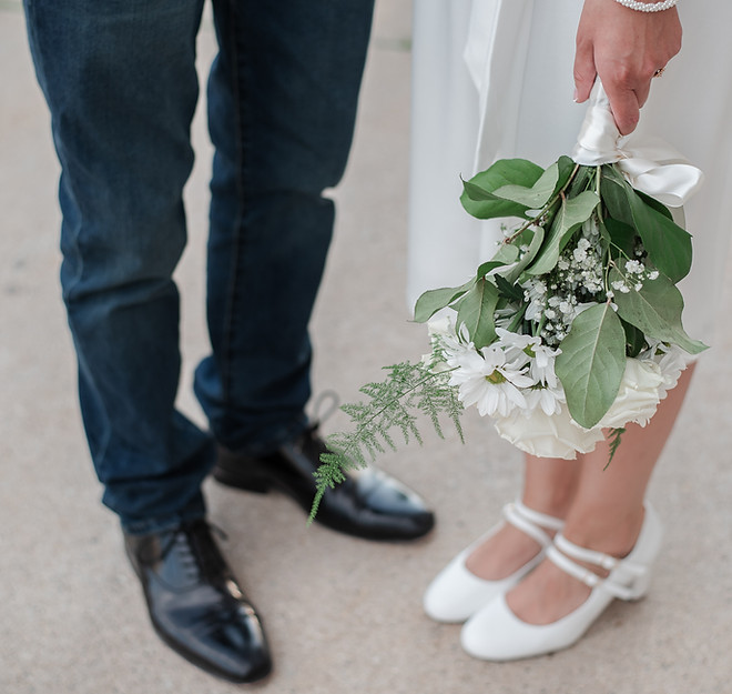 Bride and Groom with Flowers