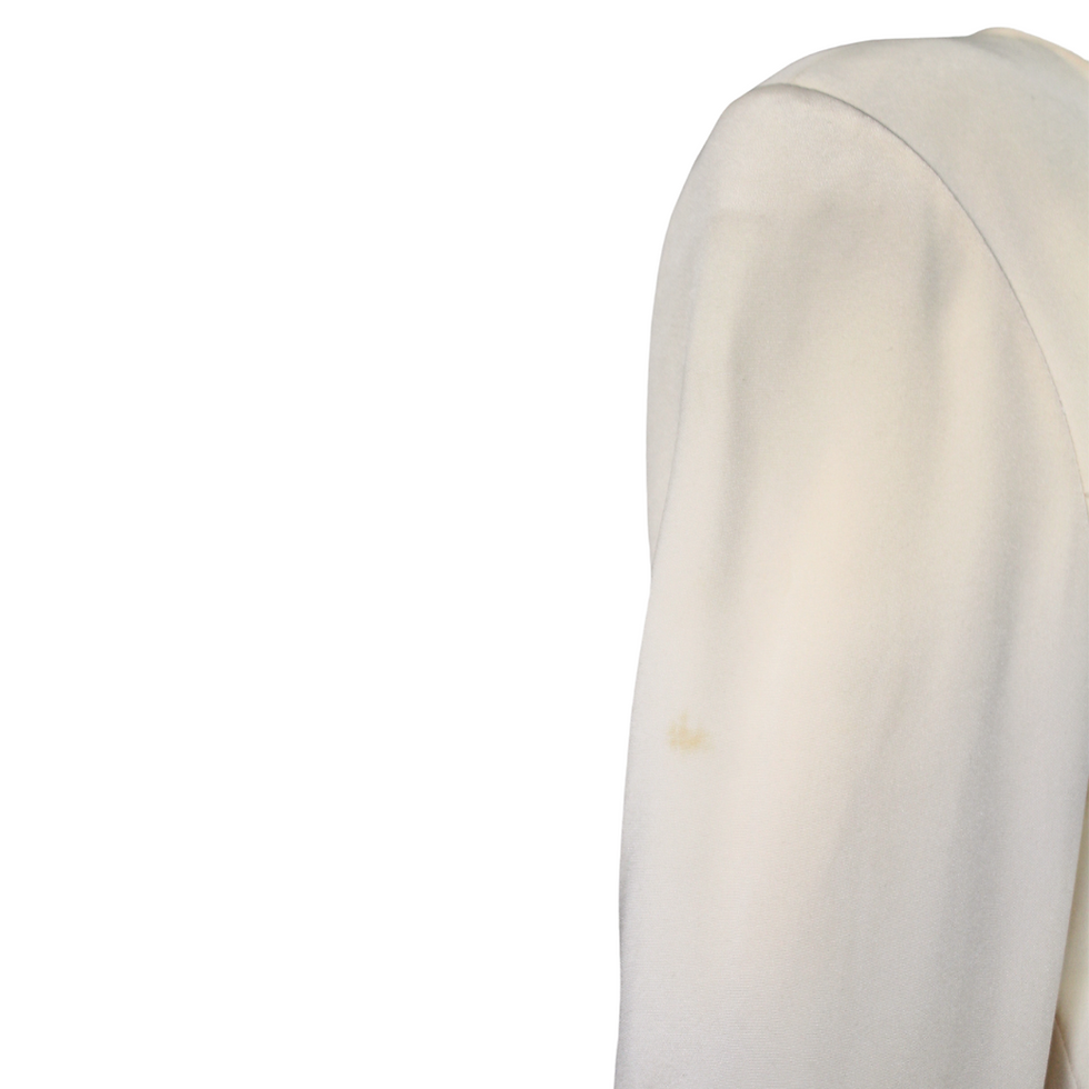 Thumbnail: 1986 Bill Blass Documented Ivory & Black Crepe de Chine Gown