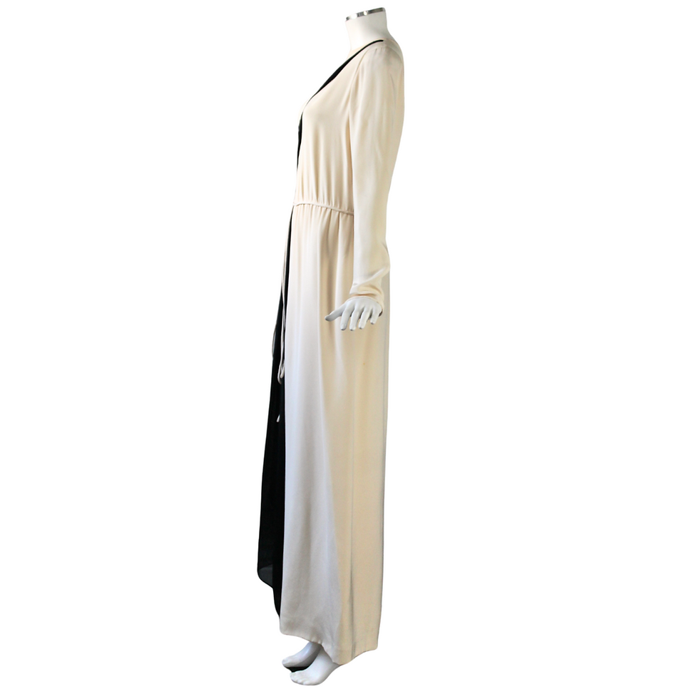 Thumbnail: 1986 Bill Blass Documented Ivory & Black Crepe de Chine Gown
