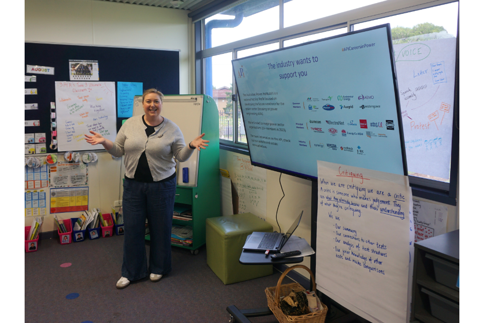 API Engagement Manager Stephanie Somerville on a school outreach visit to support the API Power Ambassador Program in collaboration with Solar Buddy