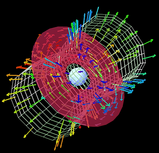 ShapeX mesh model with velocity vectors and Doppler-shift
