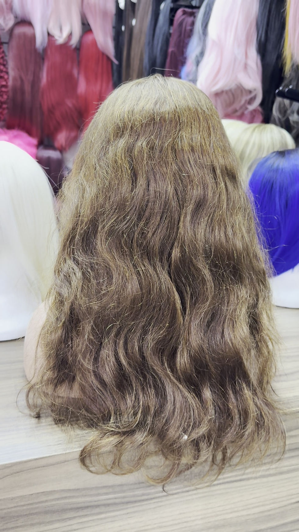 Miniatura: Front lace humana natural curta 55cm ondulada castanho lace 360graus Babyhair