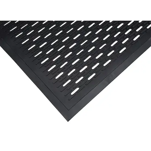 Thumbnail: Low-Profile Matting, Rubber, Scraper Type, Solid Pattern, 3' x 5', Black, 2-Pack