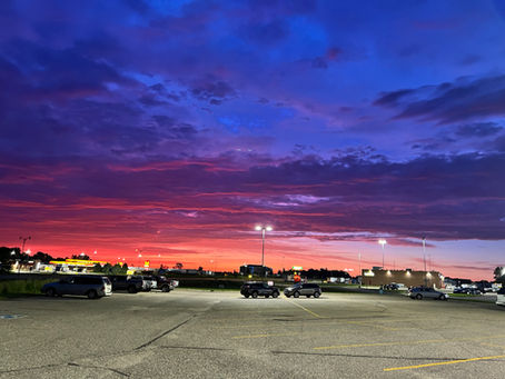Sunset over a parking lot