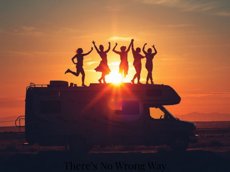 people dancing on an RV