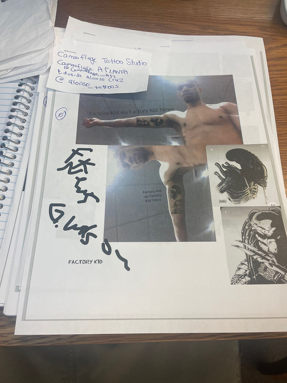 Thumbnail: Factory Kid x tattoo planning via G. Wilson @gbwill91 via Factory Kid News @fact