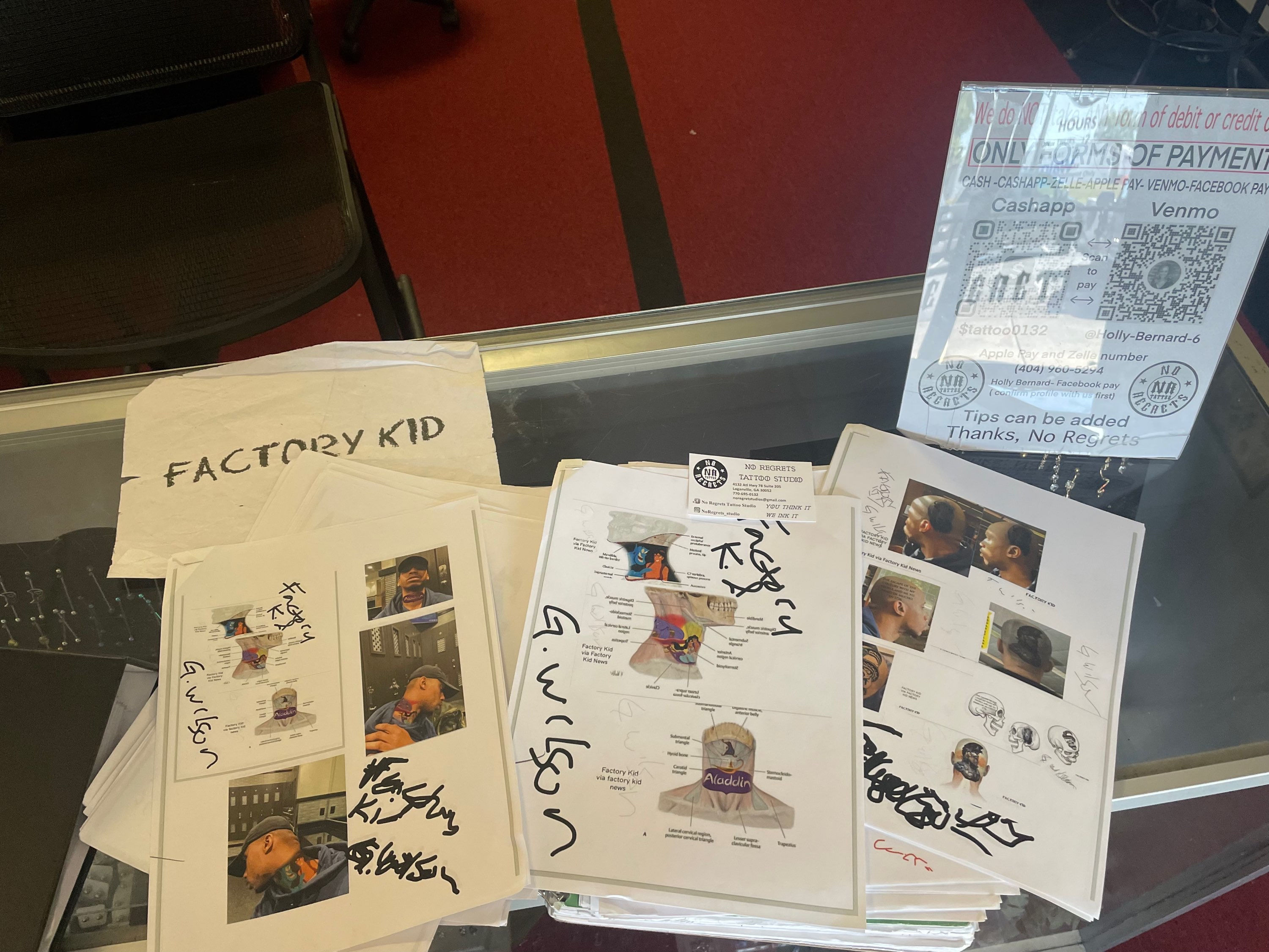 Factory Kid x tattoo planning and pricing via Factory Kid News @factory_kid_news