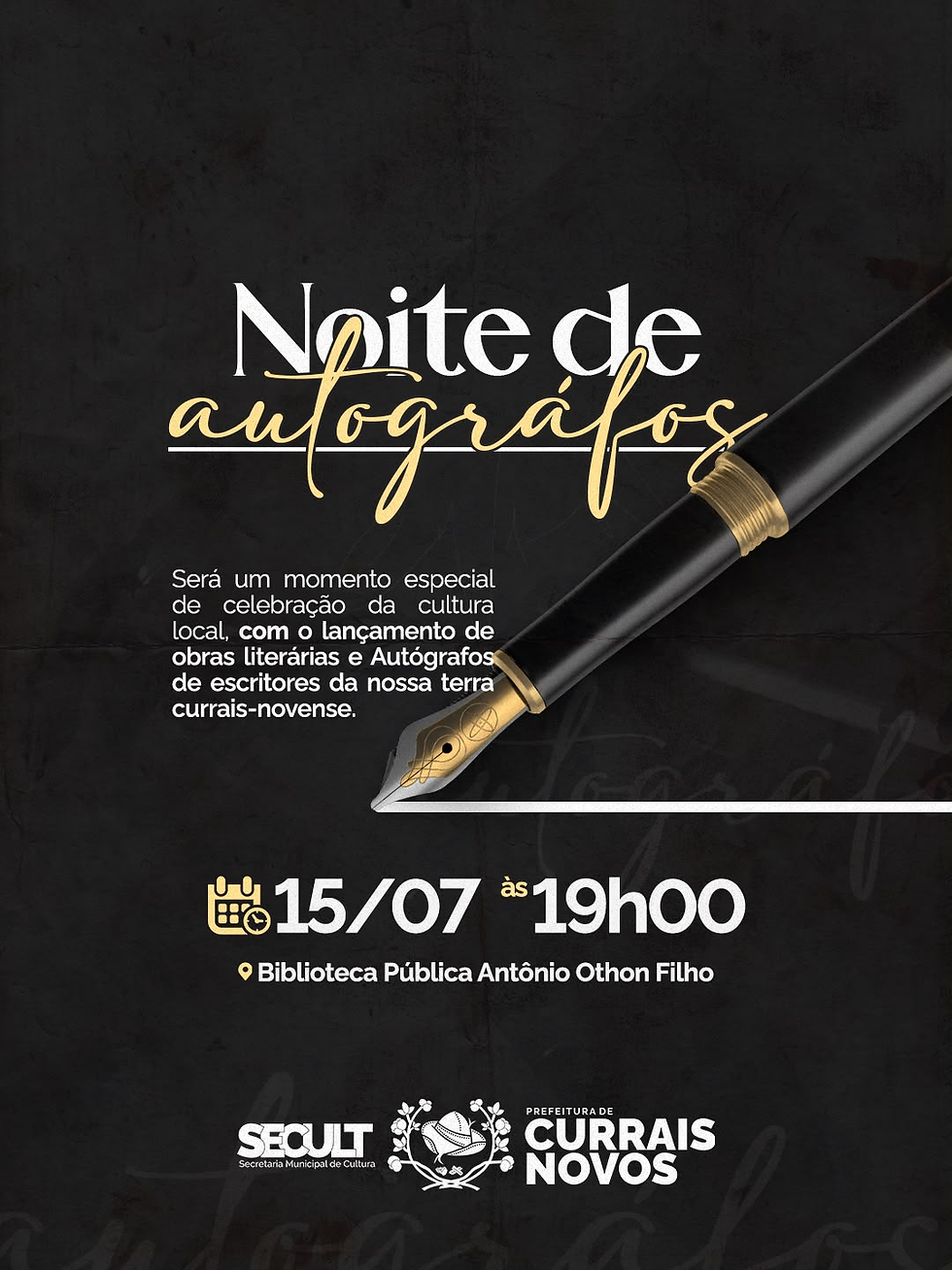 NOITE DE AUTÓGRAFOS REÚNE ESCRITORES NESTA QUARTA-FEIRA (15), EM CURRAIS NOVOS