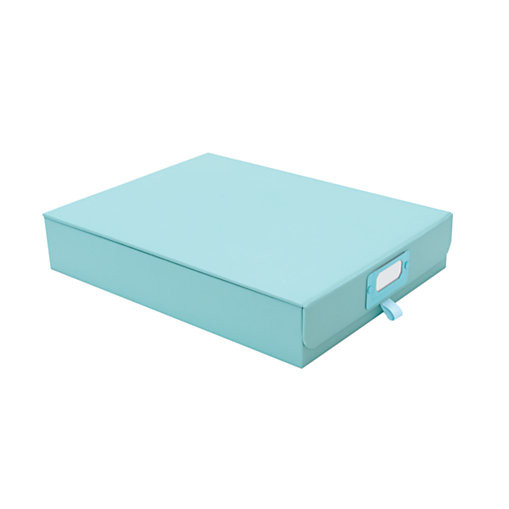 Organizing Mistakes: Don't buy useless document storage boxes that you'll never open - Light blue document storage box from See Jane Work