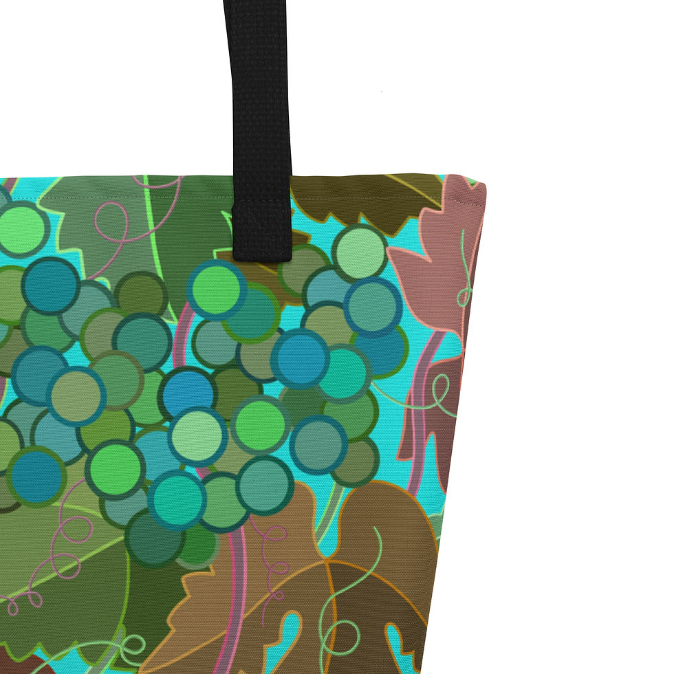 Thumbnail: Grapes Limes on Sky Tote Bag with Pocket