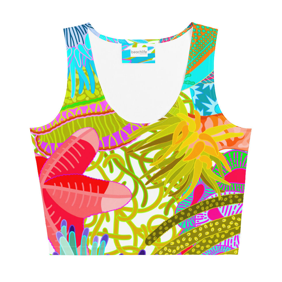 Beachlife POP! on White Crop Top