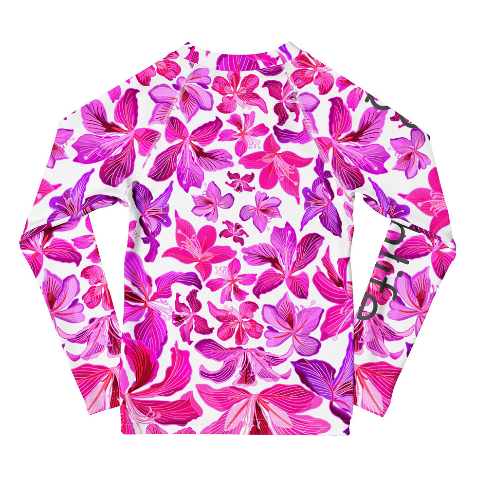 Thumbnail: Bauhinia on White Kids Rash Guard
