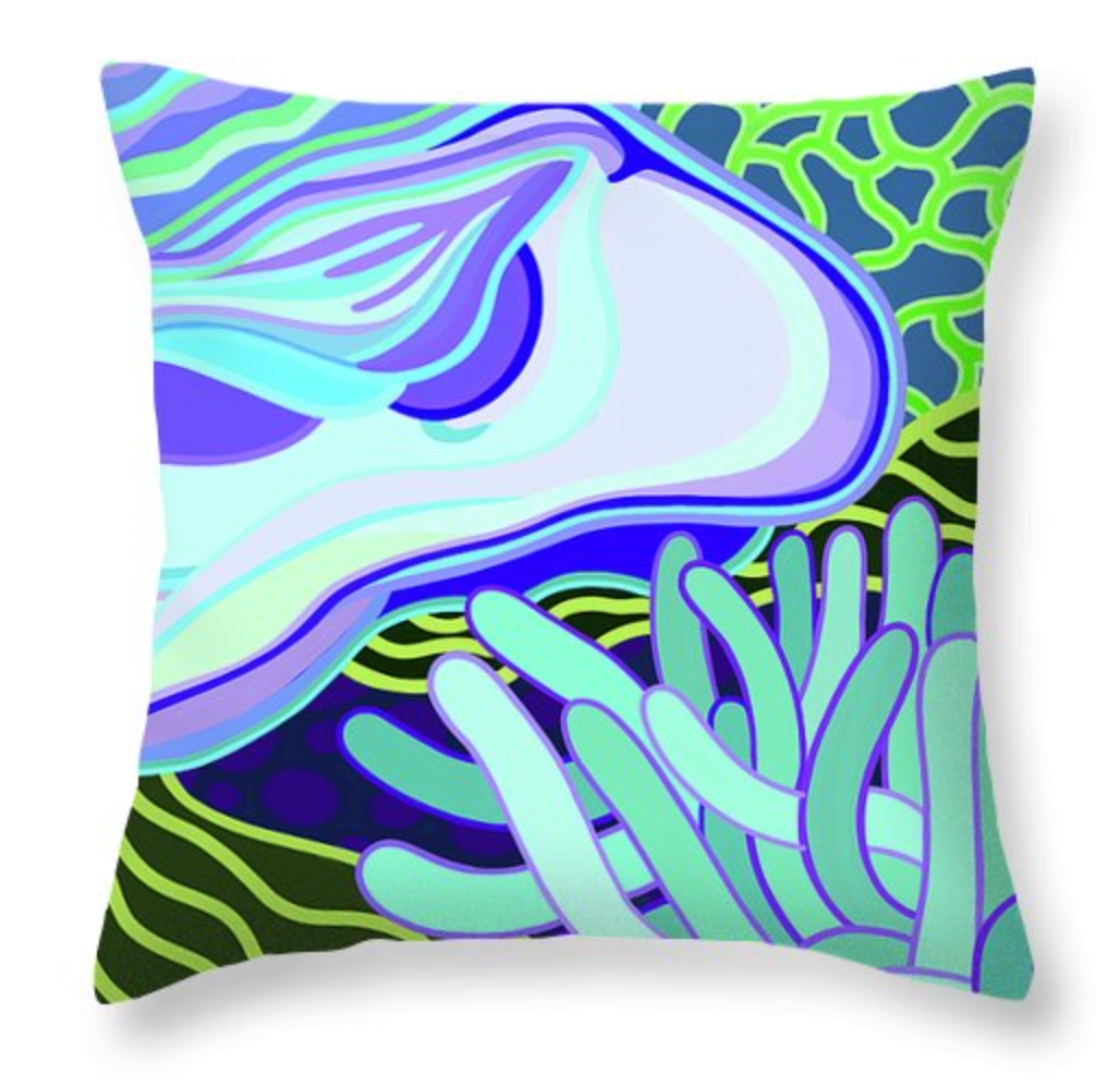 Curves in Blue, Lime & Teal Pillow