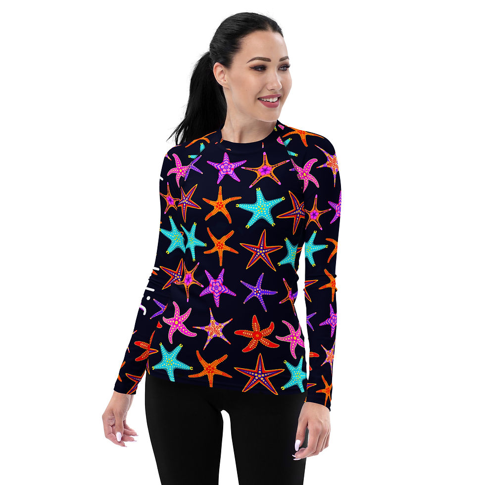 Thumbnail: Starfish Party on Jet Women's Rash Guard