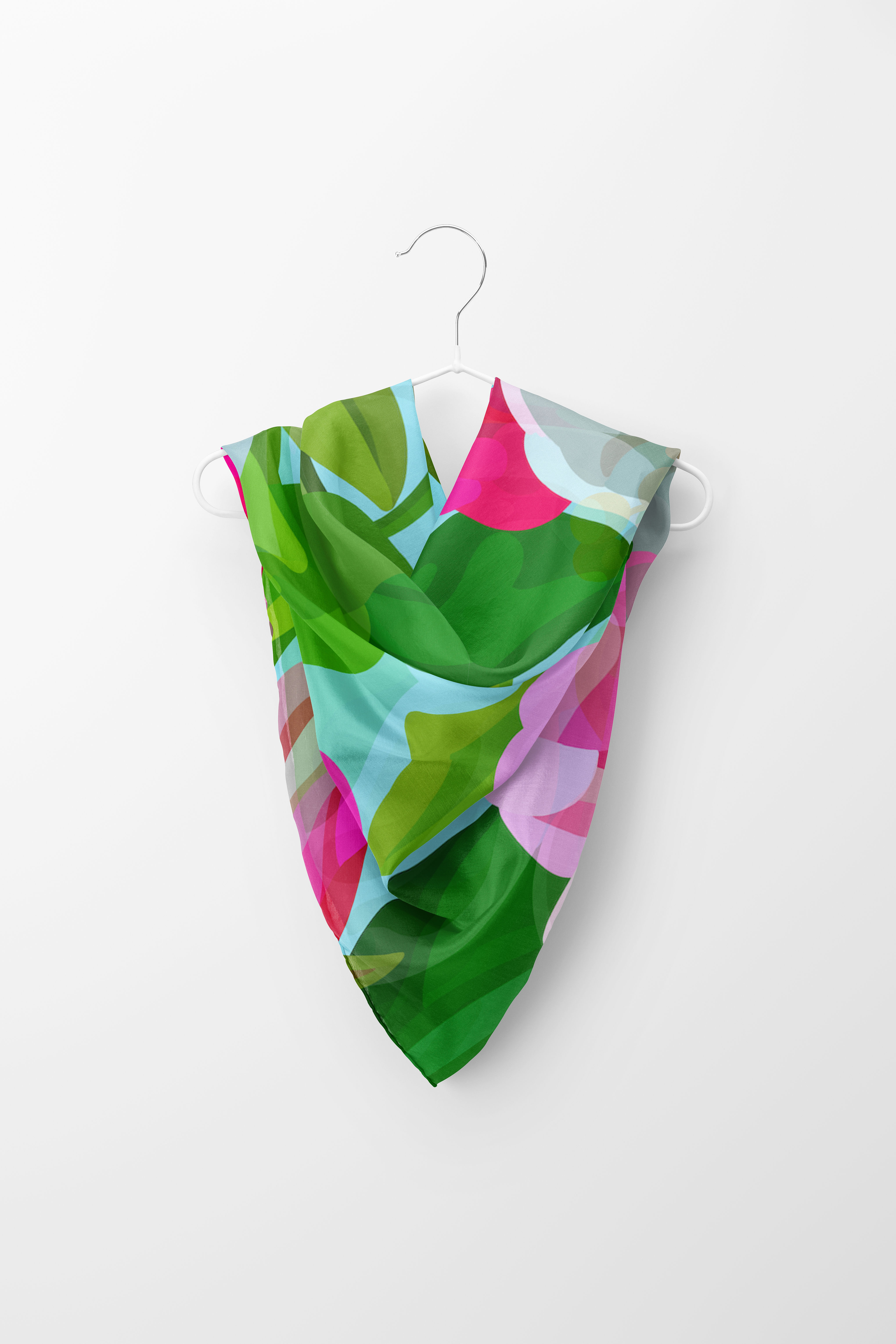 Spring Cherry Blossoms on Sky Luxe Poly Satin