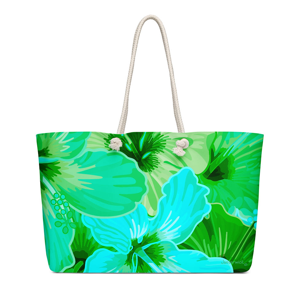 Thumbnail: Hibiscus Greens Teals Weekender Bag