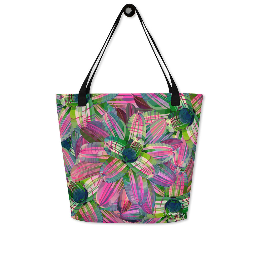 Thumbnail: Plaid Bromeliad Tote Bag with Pocket