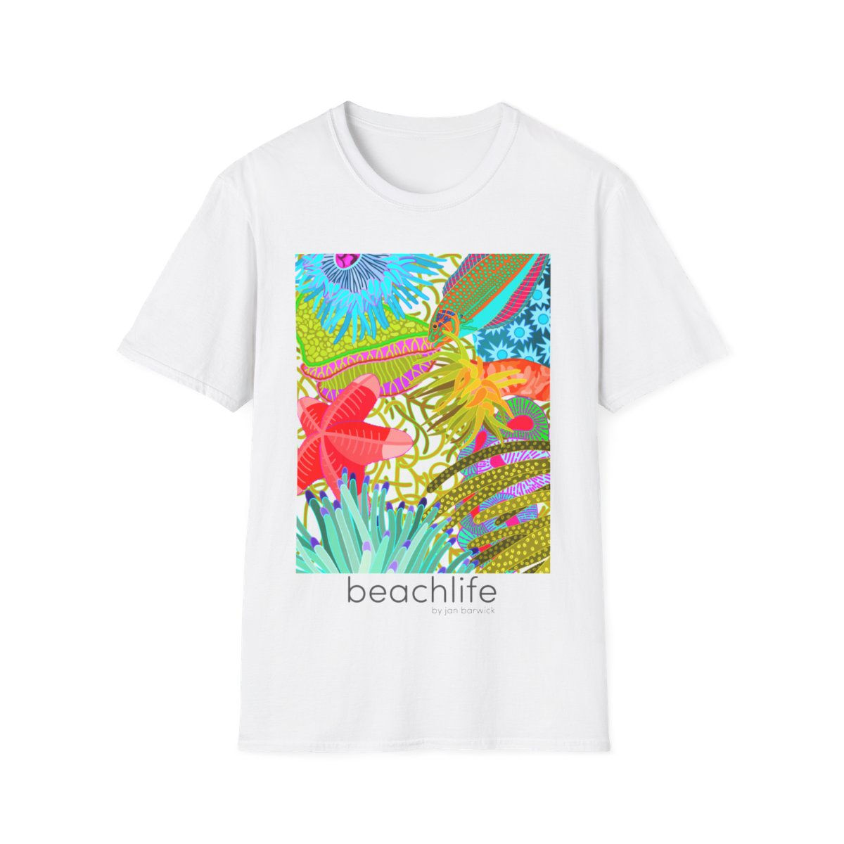 beachlife POP! on white Unisex Softstyle T-Shirt