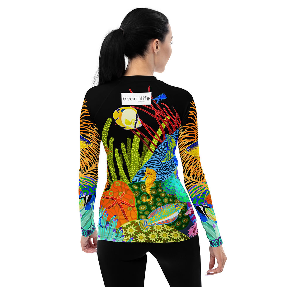 Thumbnail: Beachlife Reef on Jet Women's Rash Guard