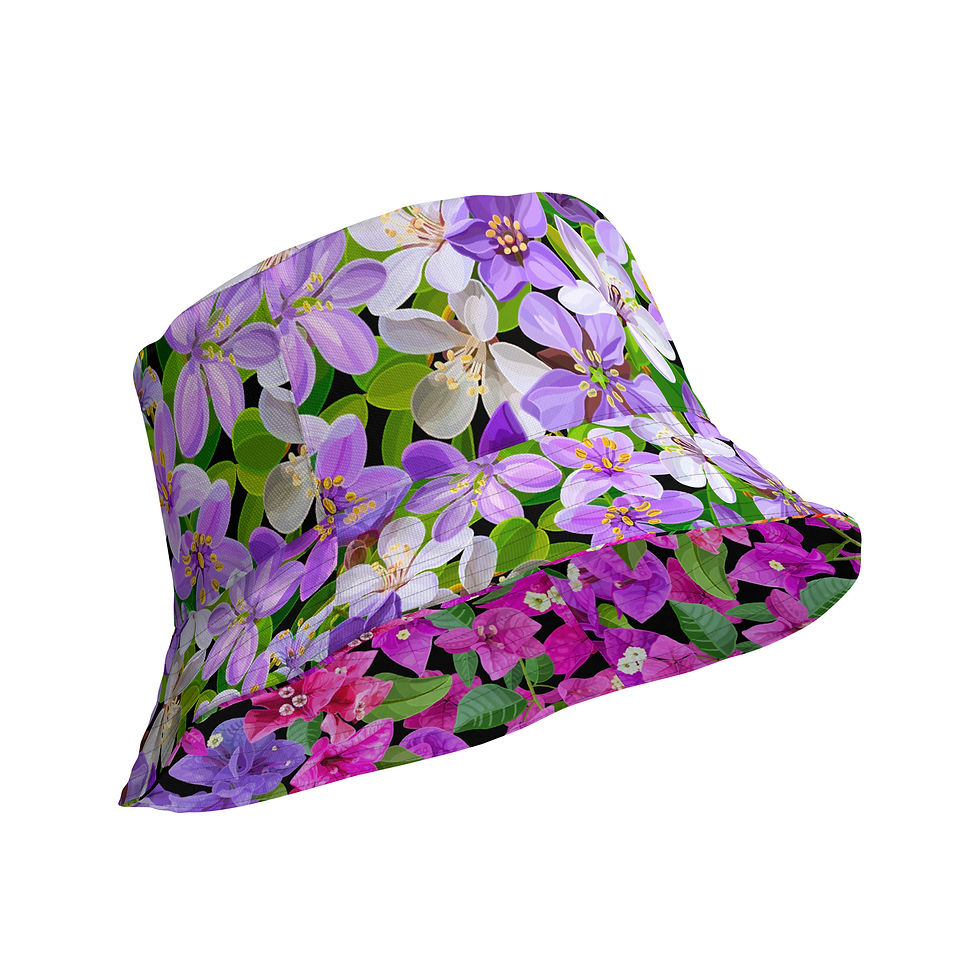 Thumbnail: Bouggie and Blue Mahoe Reversible bucket hat