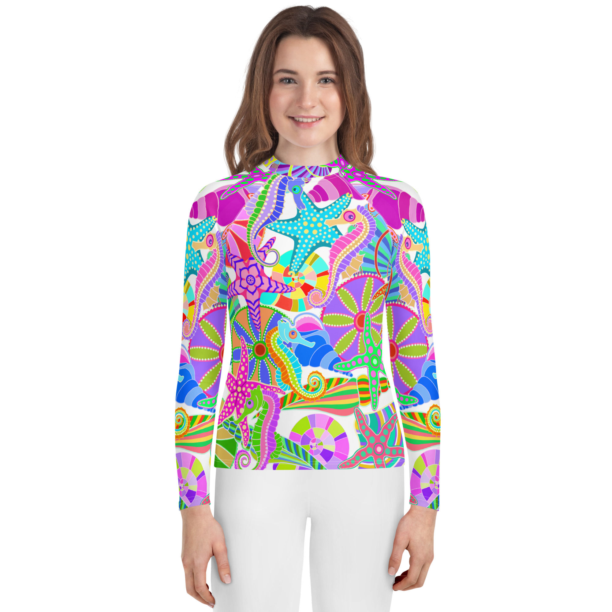 Beachcomber on White Youth Rash Guard