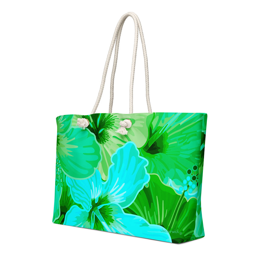 Thumbnail: Hibiscus Greens Teals Weekender Bag