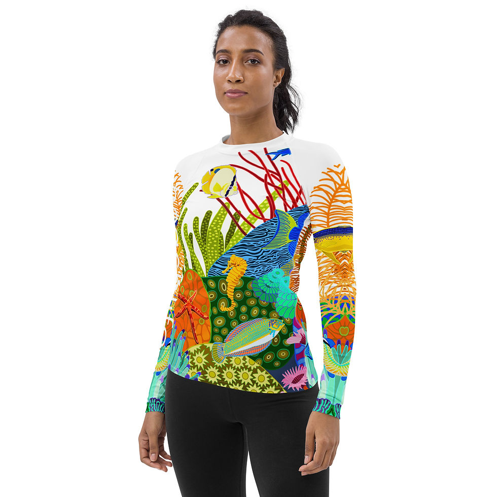 Thumbnail: beachlife reef on White Women's Rash Guard