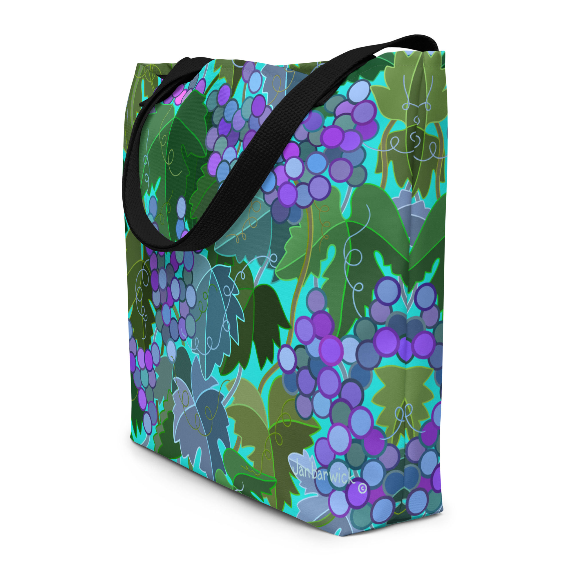 Grapes Purples on Sky Tote Bag with Pocket