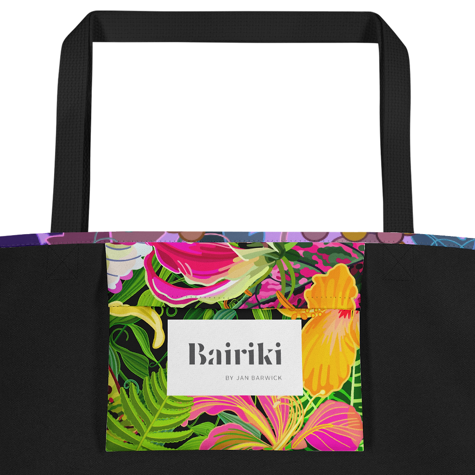 Thumbnail: Grapes Purple and Coral on Pink All-Over Print Large Tote Bag
