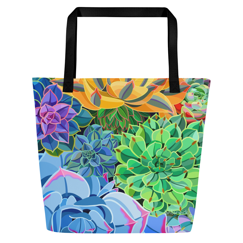 Succulents Original All-Over Print Large Tote Bag
